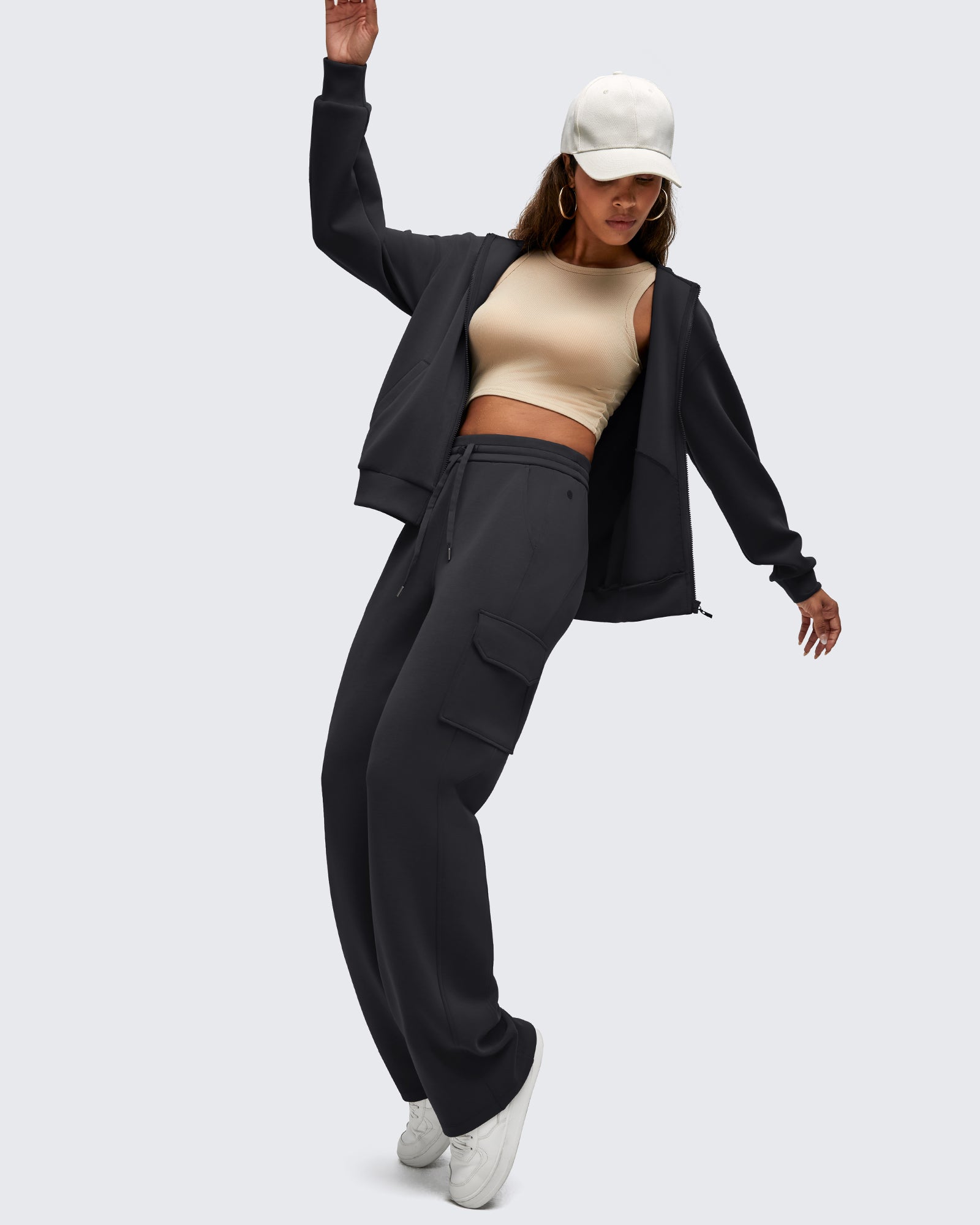 G4Free Activewear - Smoofit Drawstring Wide Leg Pockets Cargo Sweatpants -GF25J532AF-XS-GF25J533AF-XS-GF25J534AF-XS-GF25J532AA-S-GF25J533AA-S