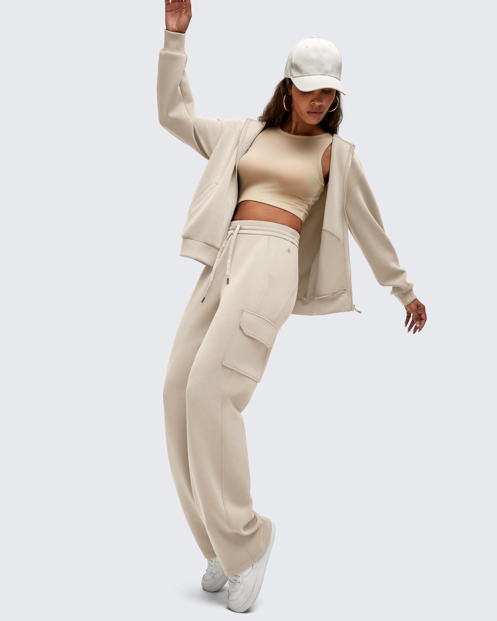 G4Free Activewear - Smoofit Drawstring Wide Leg Pockets Cargo Sweatpants -GF25J532AF-XS-GF25J533AF-XS-GF25J534AF-XS-GF25J532AA-S-GF25J533AA-S