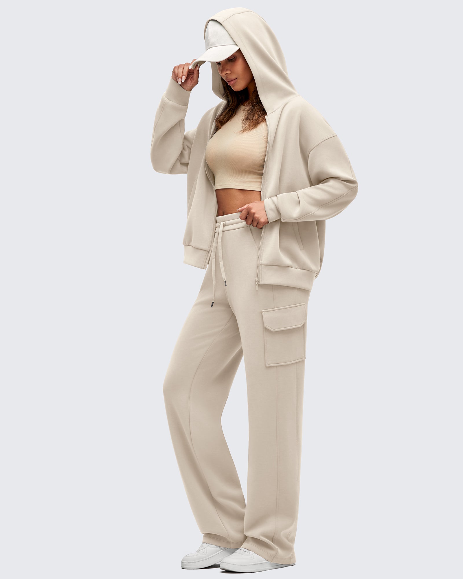 G4Free Activewear - Smoofit Drawstring Wide Leg Pockets Cargo Sweatpants -GF25J532AF-XS-GF25J533AF-XS-GF25J534AF-XS-GF25J532AA-S-GF25J533AA-S