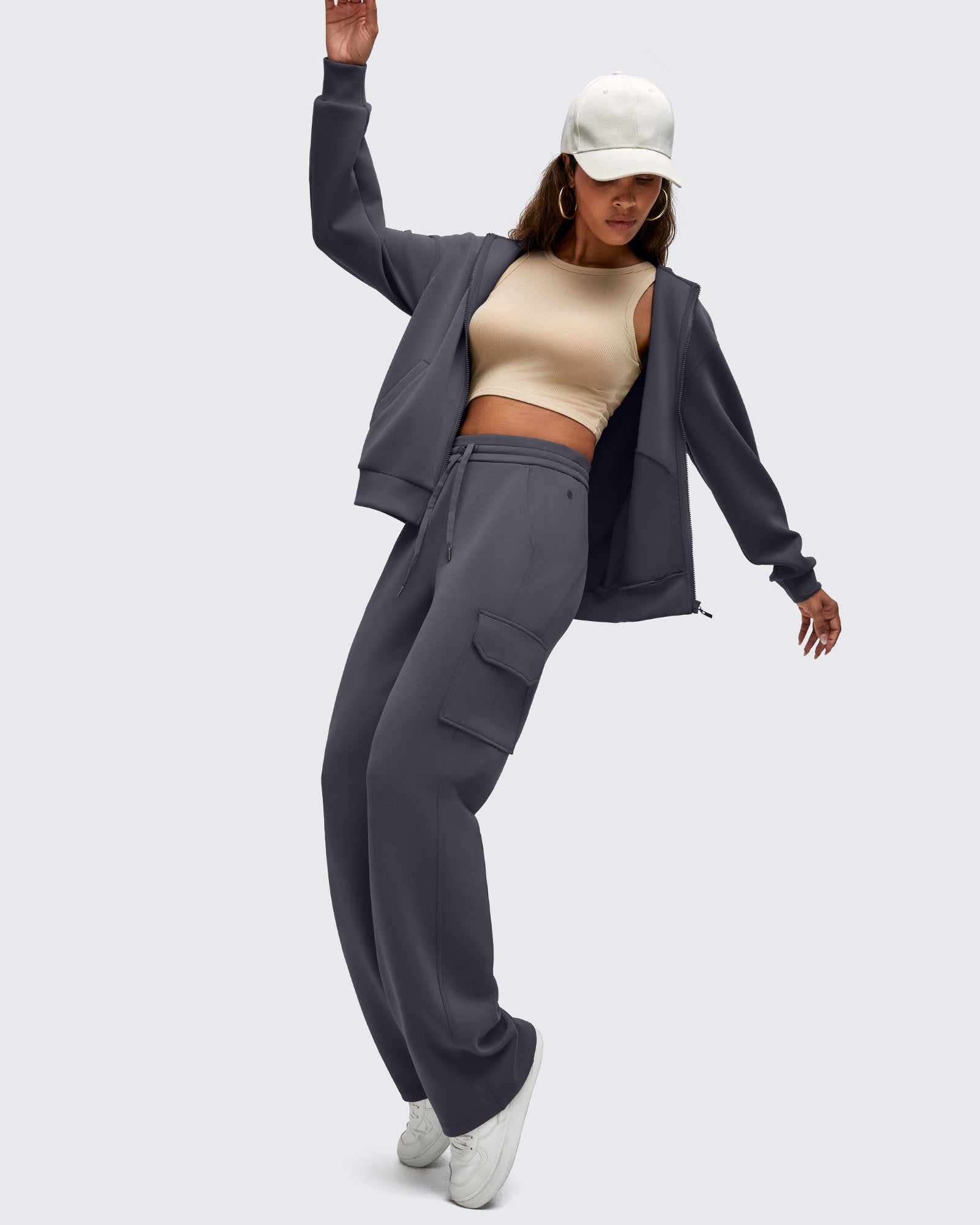 G4Free Activewear - Smoofit Drawstring Wide Leg Pockets Cargo Sweatpants -GF25J532AF-XS-GF25J533AF-XS-GF25J534AF-XS-GF25J532AA-S-GF25J533AA-S