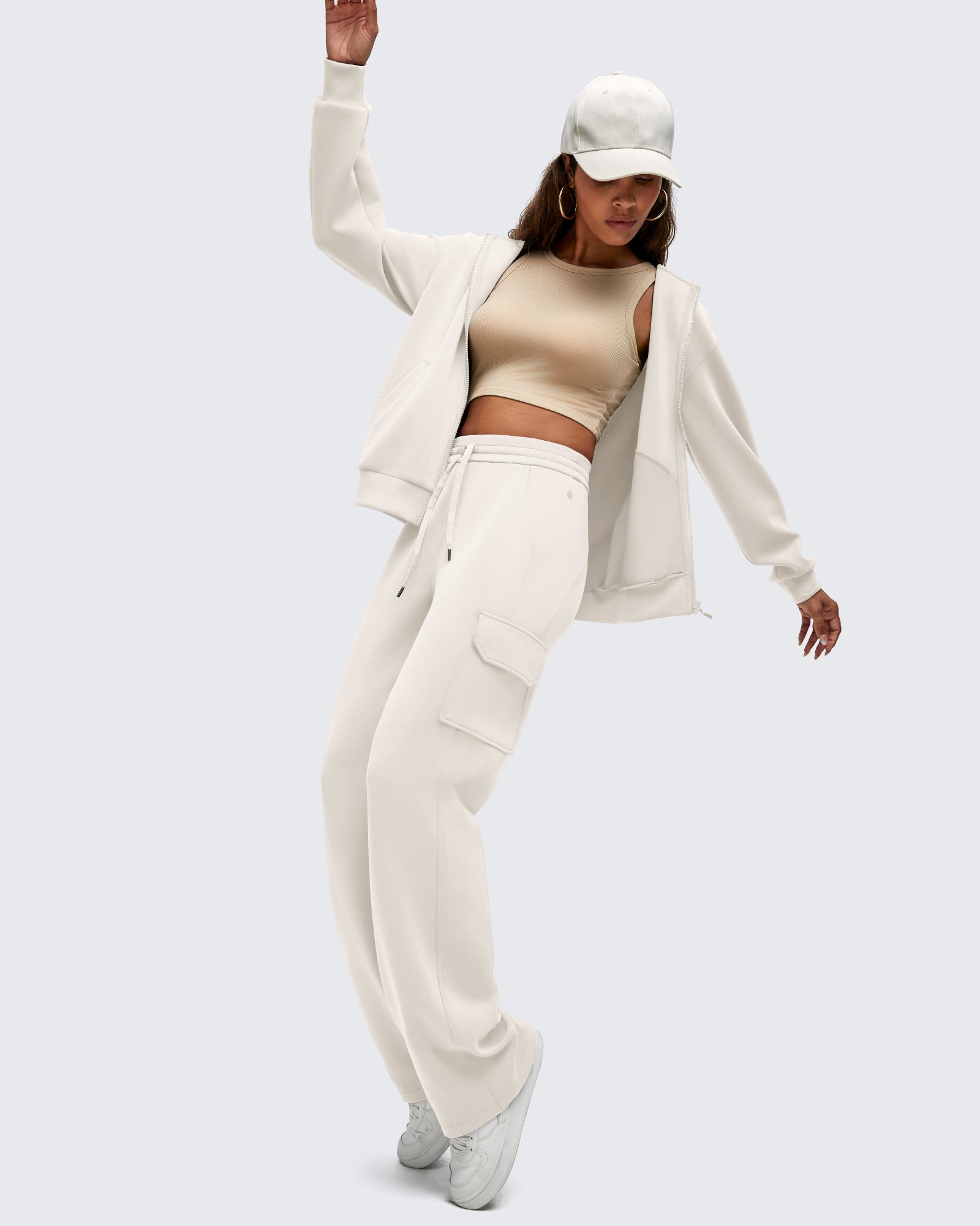 G4Free Activewear - Smoofit Drawstring Wide Leg Pockets Cargo Sweatpants -GF25J532AF-XS-GF25J533AF-XS-GF25J534AF-XS-GF25J532AA-S-GF25J533AA-S