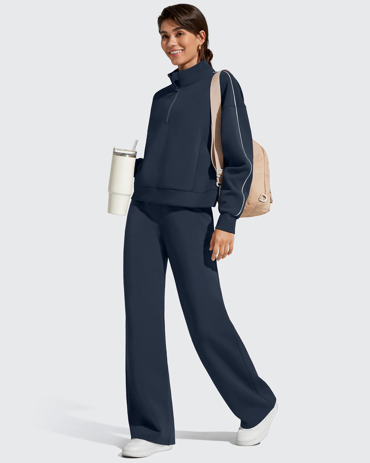 G4Free Activewear - Smoofit Elastic Drawstring Fleece Lined Wide Leg Sweatpants -GF25J723AA-S-GF25J724AA-S-GF25J725AA-S-GF25J723AB-M-GF25J724AB-M