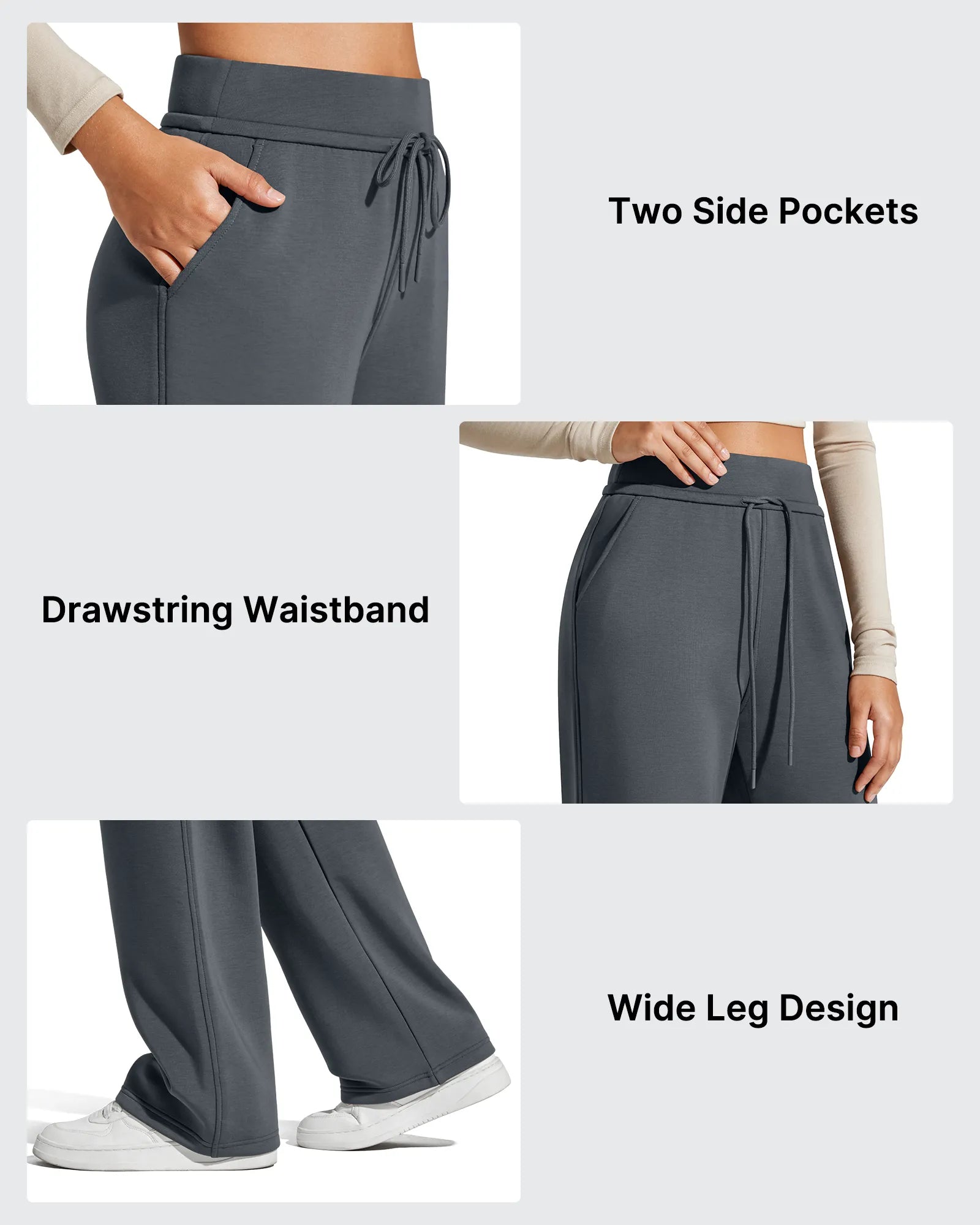 G4Free Activewear - Smoofit Elastic Drawstring Fleece Lined Wide Leg Sweatpants -GF25J723AA-S-GF25J724AA-S-GF25J725AA-S-GF25J723AB-M-GF25J724AB-M