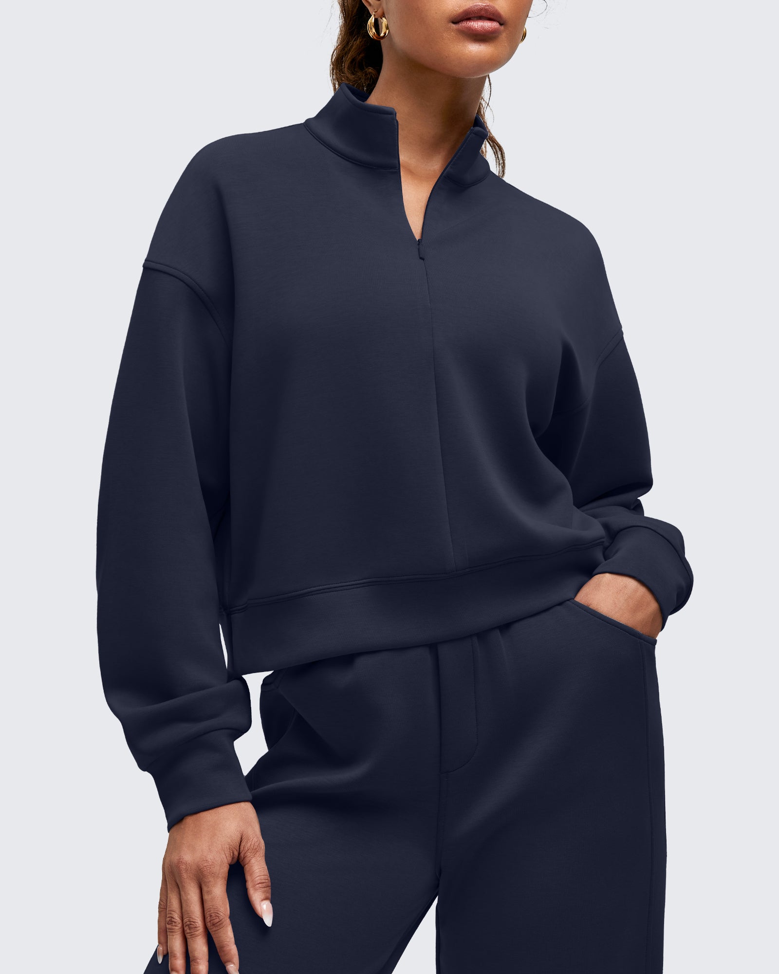 G4Free Activewear - Smoofit Half-Zip Mock Neck Long Sleeve Sweatshirts -GF25F519AA-S-GF25F519AB-M-GF25F519AC-L-GF25F519AD-XL-GF25F519AE-XXL