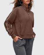 G4Free Activewear - Smoofit Half-Zip White Piping Mock Neck Pullover Sweatshirts -GF25F557AF-XS-GF25F557AA-S-GF25F557AB-M-GF25F557AC-L-GF25F557AD-XL