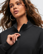 G4Free Activewear - Smoofit Half-Zip White Piping Mock Neck Pullover Sweatshirts -GF25F557AF-XS-GF25F557AA-S-GF25F557AB-M-GF25F557AC-L-GF25F557AD-XL