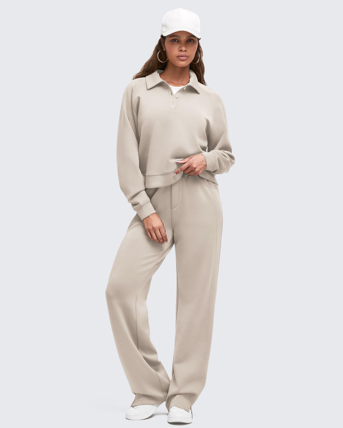 G4Free Activewear - Smoofit High-Waist Side Slit Wide Leg Sweatpants -GF25J544AF-XS-GF25J545AF-XS-GF25J546AF-XS-GF25J544AA-S-GF25J545AA-S