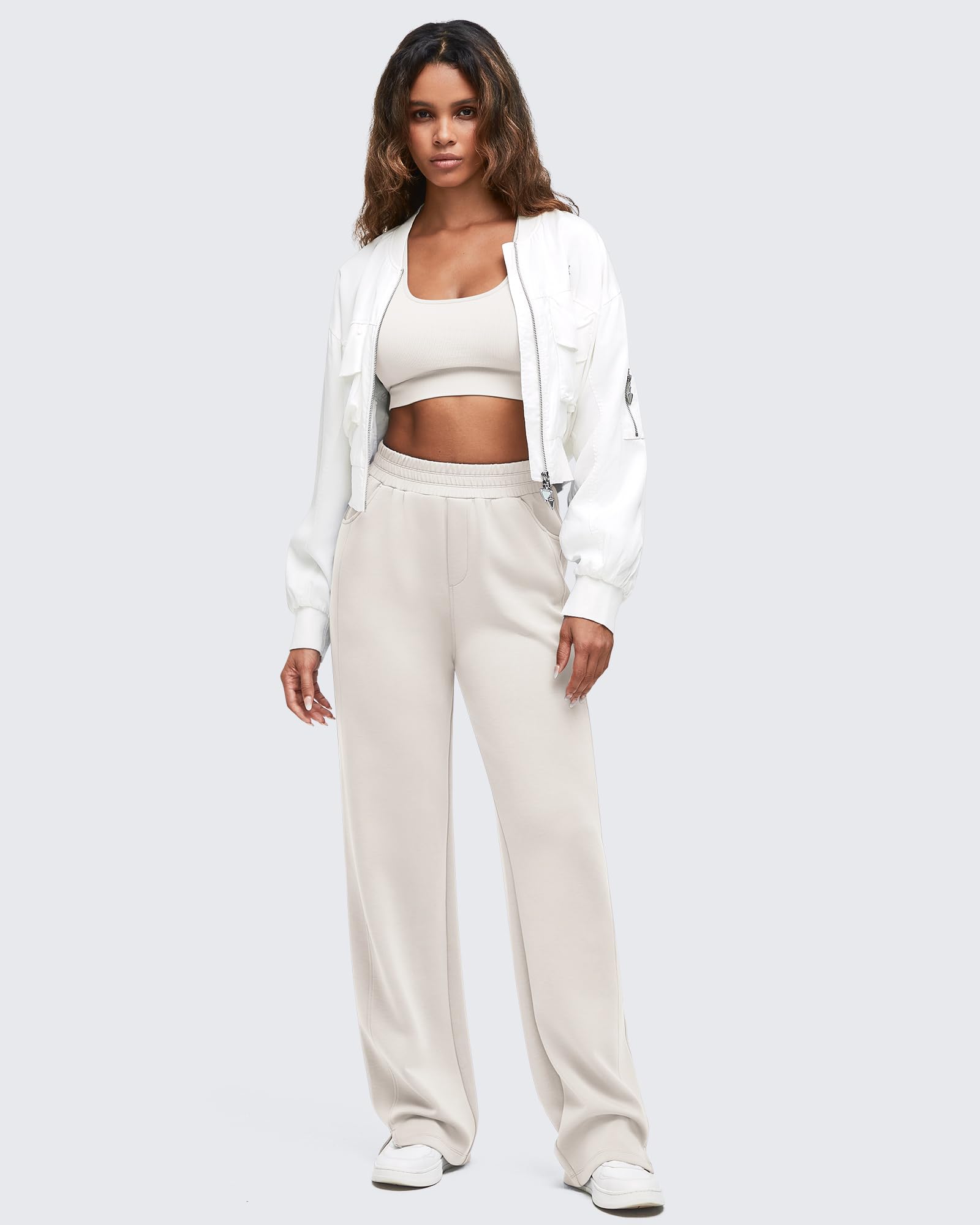 G4Free Activewear - Smoofit High-Waist Side Slit Wide Leg Sweatpants -GF25J544AF-XS-GF25J545AF-XS-GF25J546AF-XS-GF25J544AA-S-GF25J545AA-S