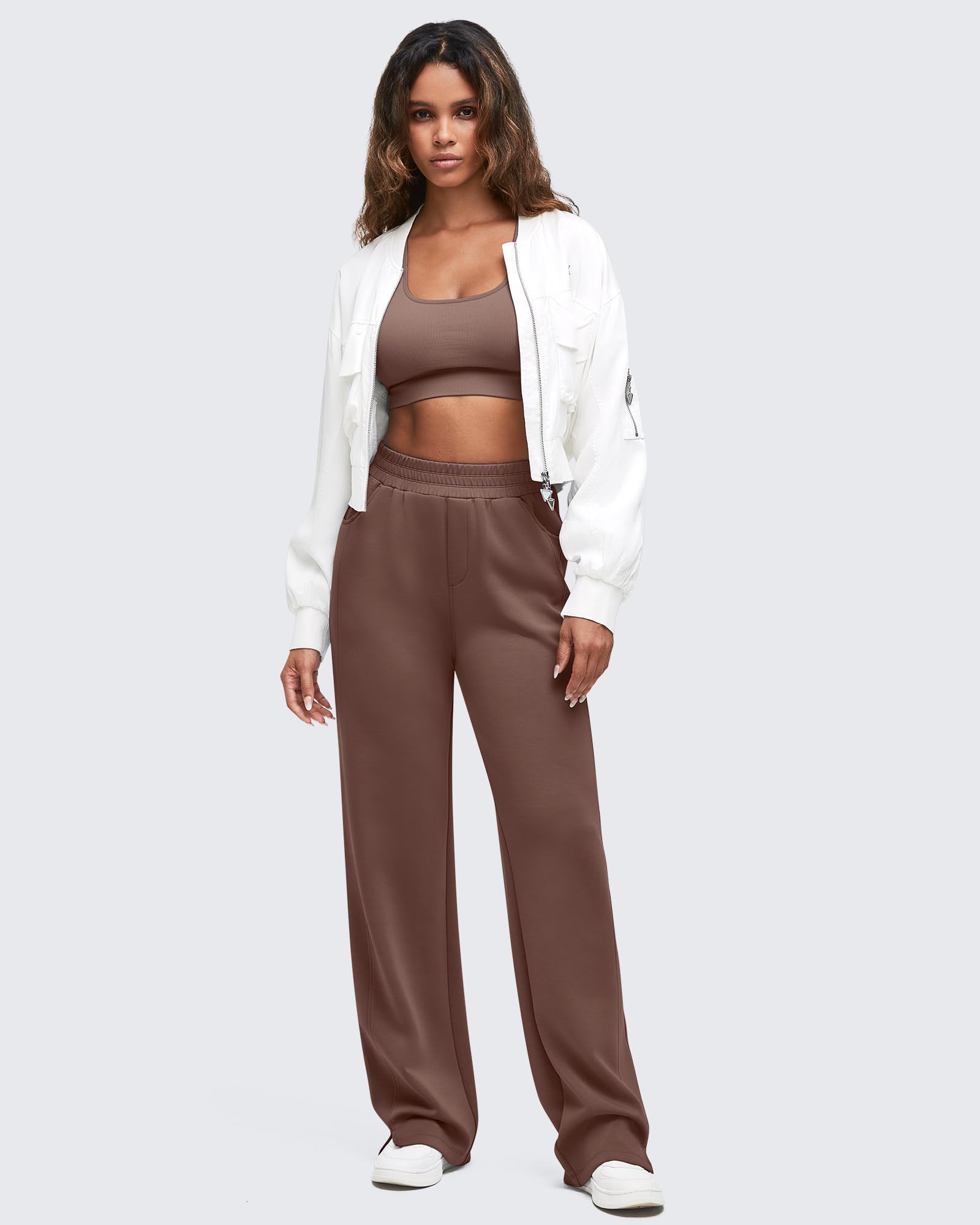 G4Free Activewear - Smoofit High-Waist Side Slit Wide Leg Sweatpants -GF25J544AF-XS-GF25J545AF-XS-GF25J546AF-XS-GF25J544AA-S-GF25J545AA-S