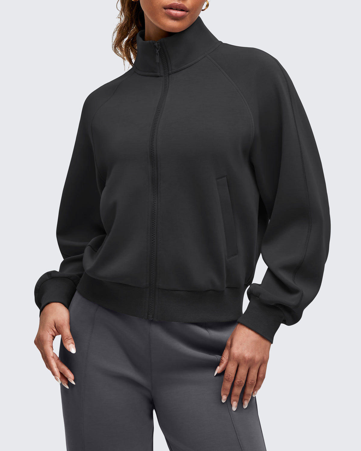 G4Free Activewear - Smoofit Mock Neck Zip Up Pockets Jackets -GF25M528EA-S-GF25M528EB-M-GF25M528EC-L-GF25M528ED-XL-GF25M528EE-XXL