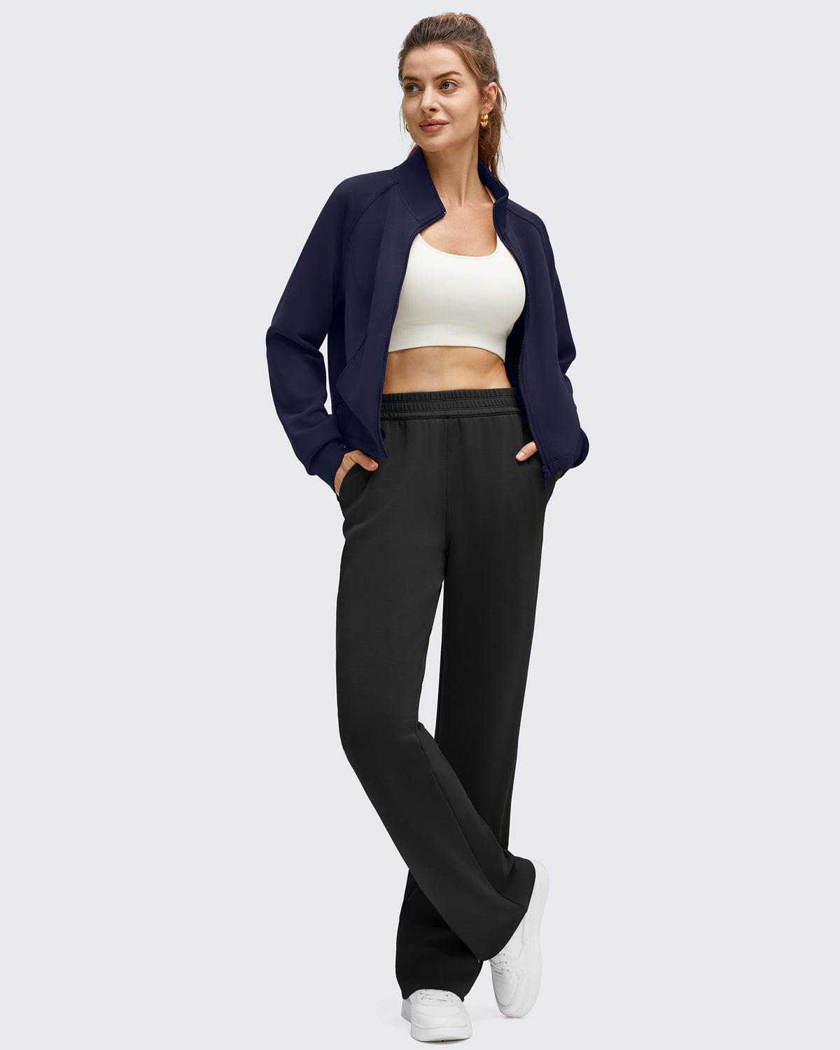 G4Free Activewear - Smoofit Modal Zip Up Mock Neck Pockets Sweatshirts -GF25M551AF-XS-GF25M551AA-S-GF25M551AB-M-GF25M551AC-L-GF25M551AD-XL