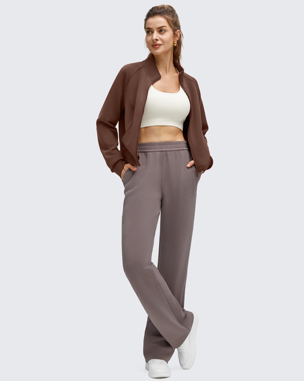 G4Free Activewear - Smoofit Modal Zip Up Mock Neck Pockets Sweatshirts -GF25M551AF-XS-GF25M551AA-S-GF25M551AB-M-GF25M551AC-L-GF25M551AD-XL