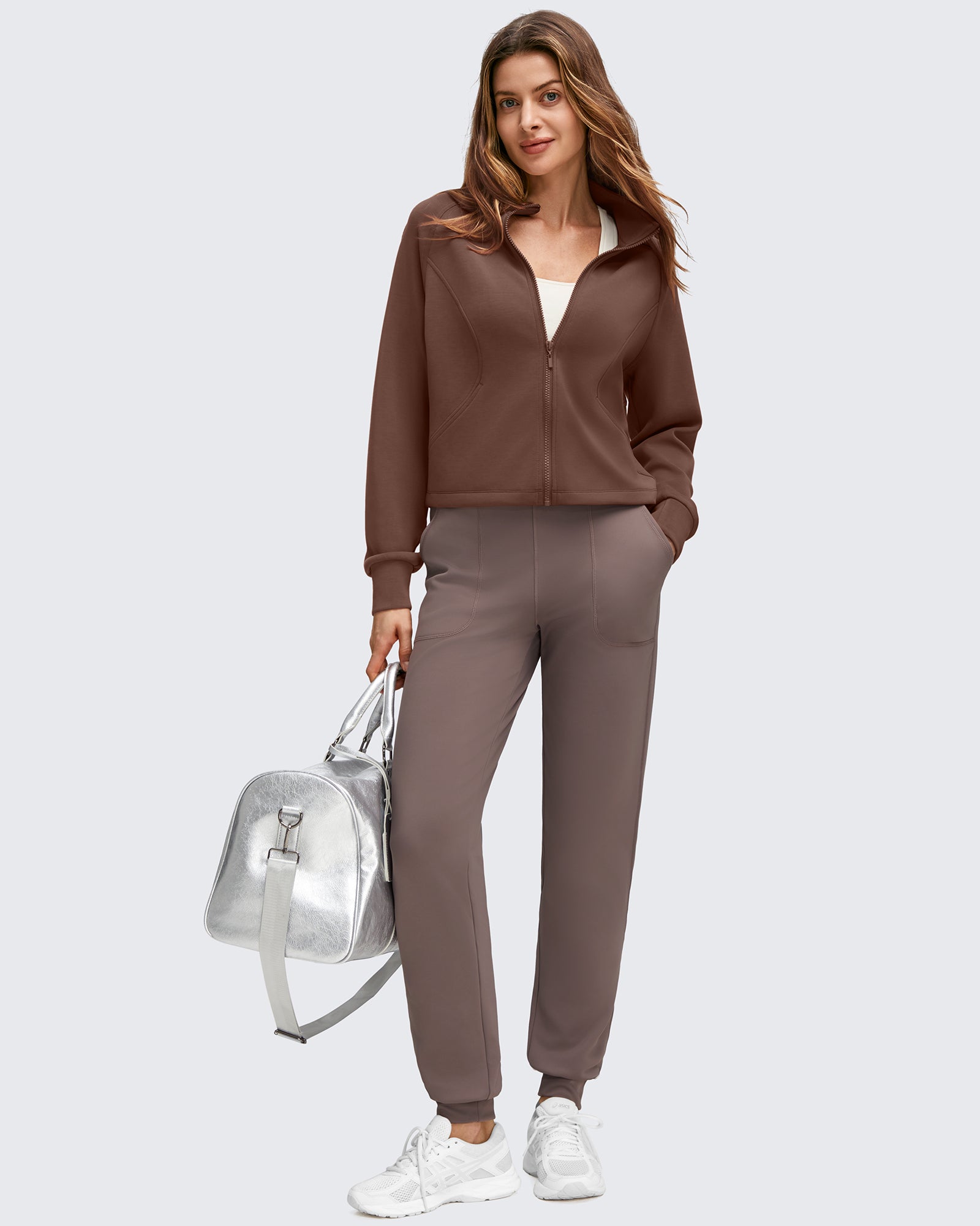 G4Free Activewear - Smoofit Modal Zip Up Mock Neck Pockets Sweatshirts -GF25M551AF-XS-GF25M551AA-S-GF25M551AB-M-GF25M551AC-L-GF25M551AD-XL