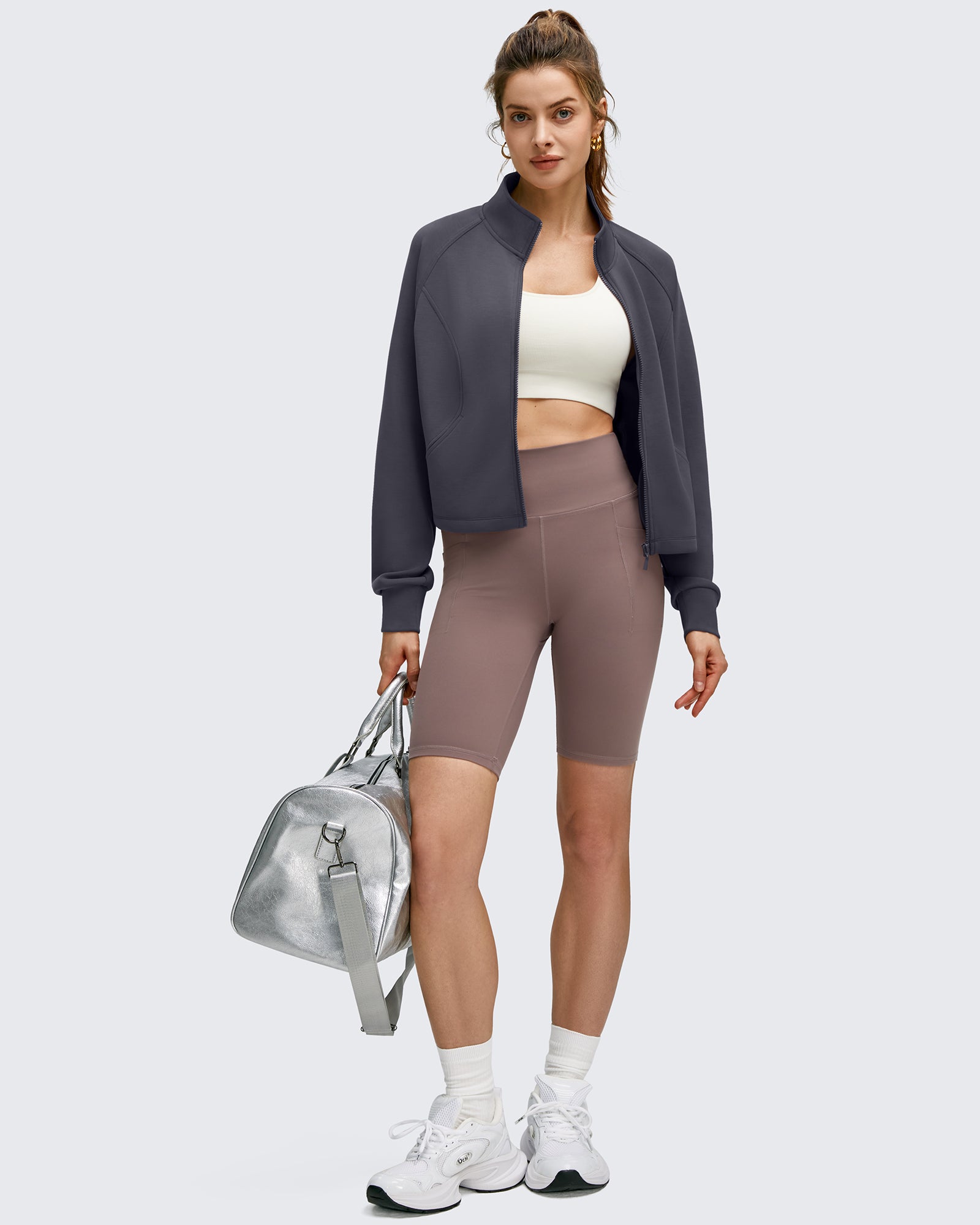 G4Free Activewear - Smoofit Modal Zip Up Mock Neck Pockets Sweatshirts -GF25M551AF-XS-GF25M551AA-S-GF25M551AB-M-GF25M551AC-L-GF25M551AD-XL