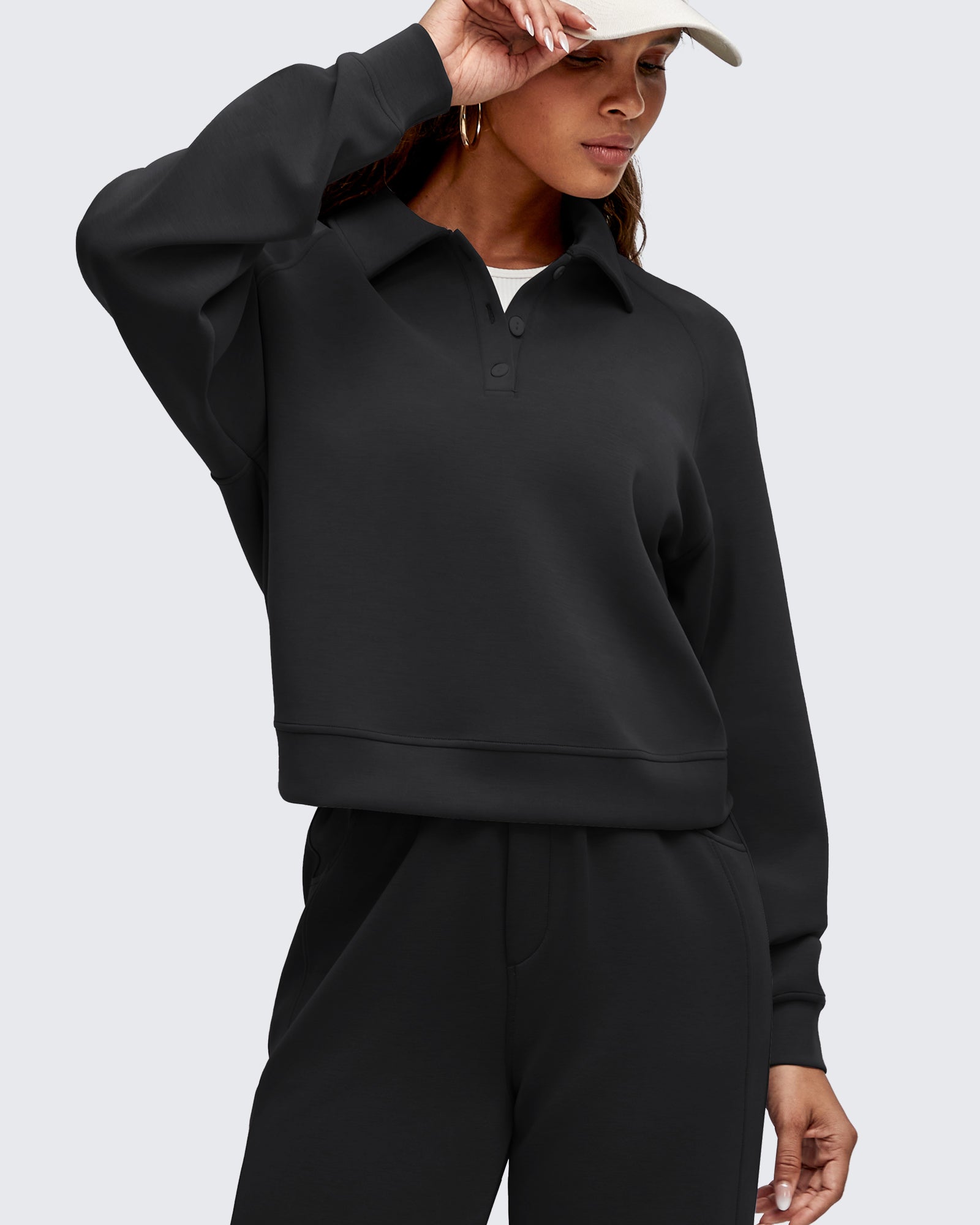 G4Free Activewear - Smoofit Polo Pullover Button Up Sweatshirts -GF25F540AF-XS-GF25F540AA-S-GF25F540AB-M-GF25F540AC-L-GF25F540AD-XL