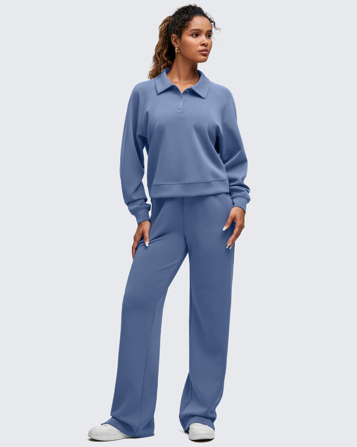 G4Free Activewear - Smoofit Polo Pullover Button Up Sweatshirts -GF25F540AF-XS-GF25F540AA-S-GF25F540AB-M-GF25F540AC-L-GF25F540AD-XL