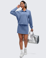 G4Free Activewear - Smoofit Polo Pullover Button Up Sweatshirts -GF25F540AF-XS-GF25F540AA-S-GF25F540AB-M-GF25F540AC-L-GF25F540AD-XL