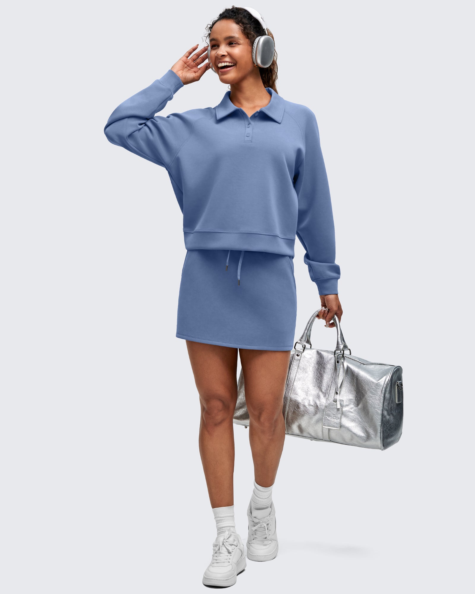 G4Free Activewear - Smoofit Polo Pullover Button Up Sweatshirts -GF25F540AF-XS-GF25F540AA-S-GF25F540AB-M-GF25F540AC-L-GF25F540AD-XL