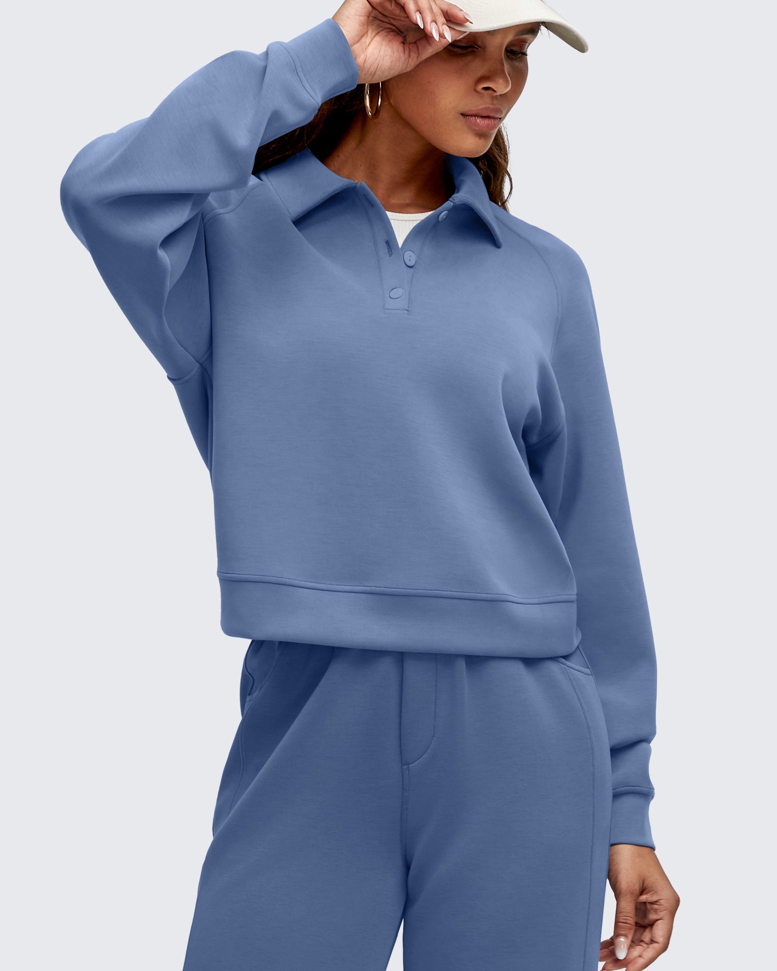 G4Free Activewear - Smoofit Polo Pullover Button Up Sweatshirts -GF25F540AF-XS-GF25F540AA-S-GF25F540AB-M-GF25F540AC-L-GF25F540AD-XL