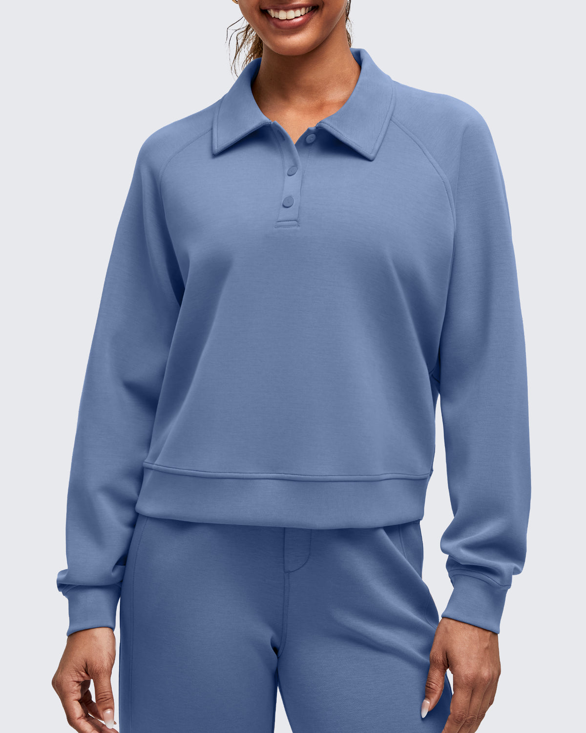 G4Free Activewear - Smoofit Polo Pullover Button Up Sweatshirts -GF25F540AF-XS-GF25F540AA-S-GF25F540AB-M-GF25F540AC-L-GF25F540AD-XL