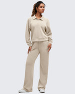 G4Free Activewear - Smoofit Polo Pullover Button Up Sweatshirts -GF25F540AF-XS-GF25F540AA-S-GF25F540AB-M-GF25F540AC-L-GF25F540AD-XL