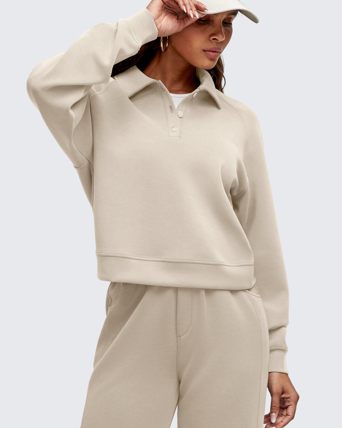 G4Free Activewear - Smoofit Polo Pullover Button Up Sweatshirts -GF25F540AF-XS-GF25F540AA-S-GF25F540AB-M-GF25F540AC-L-GF25F540AD-XL