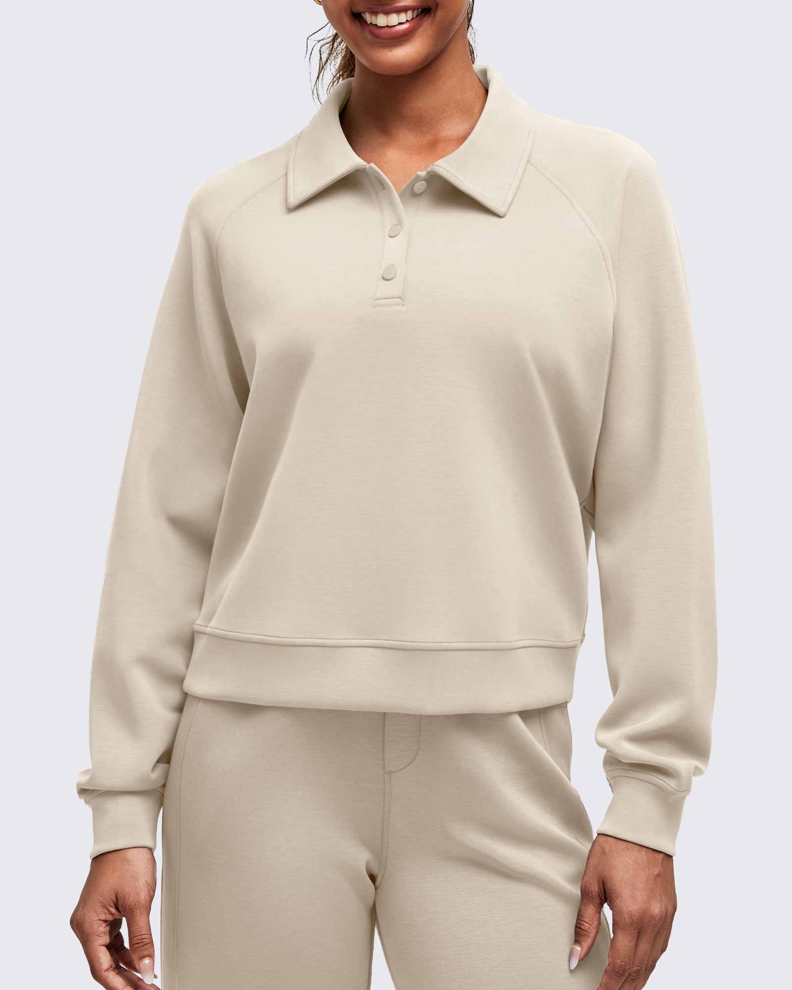 G4Free Activewear - Smoofit Polo Pullover Button Up Sweatshirts -GF25F540AF-XS-GF25F540AA-S-GF25F540AB-M-GF25F540AC-L-GF25F540AD-XL