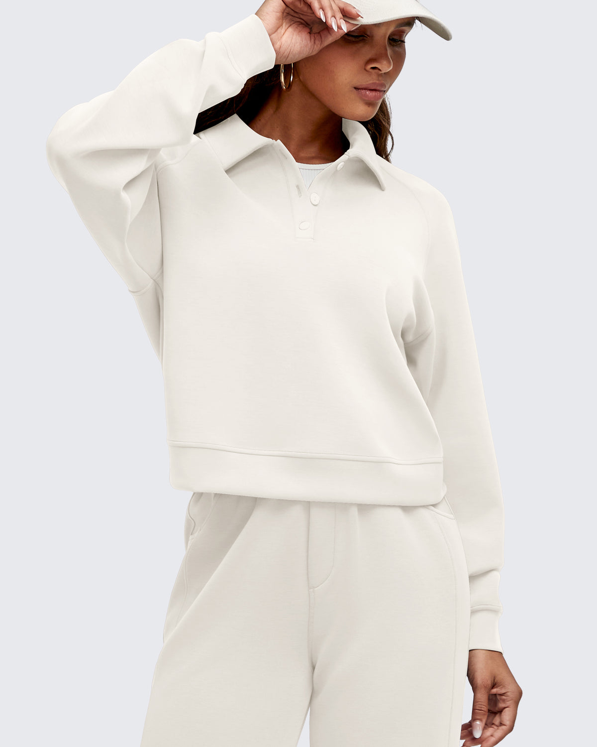 G4Free Activewear - Smoofit Polo Pullover Button Up Sweatshirts -GF25F540AF-XS-GF25F540AA-S-GF25F540AB-M-GF25F540AC-L-GF25F540AD-XL