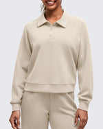 G4Free Activewear - Smoofit Polo Pullover Button Up Sweatshirts -GF25F540FF-XS-GF25F540FA-S-GF25F540FB-M-GF25F540FC-L-GF25F540FD-XL