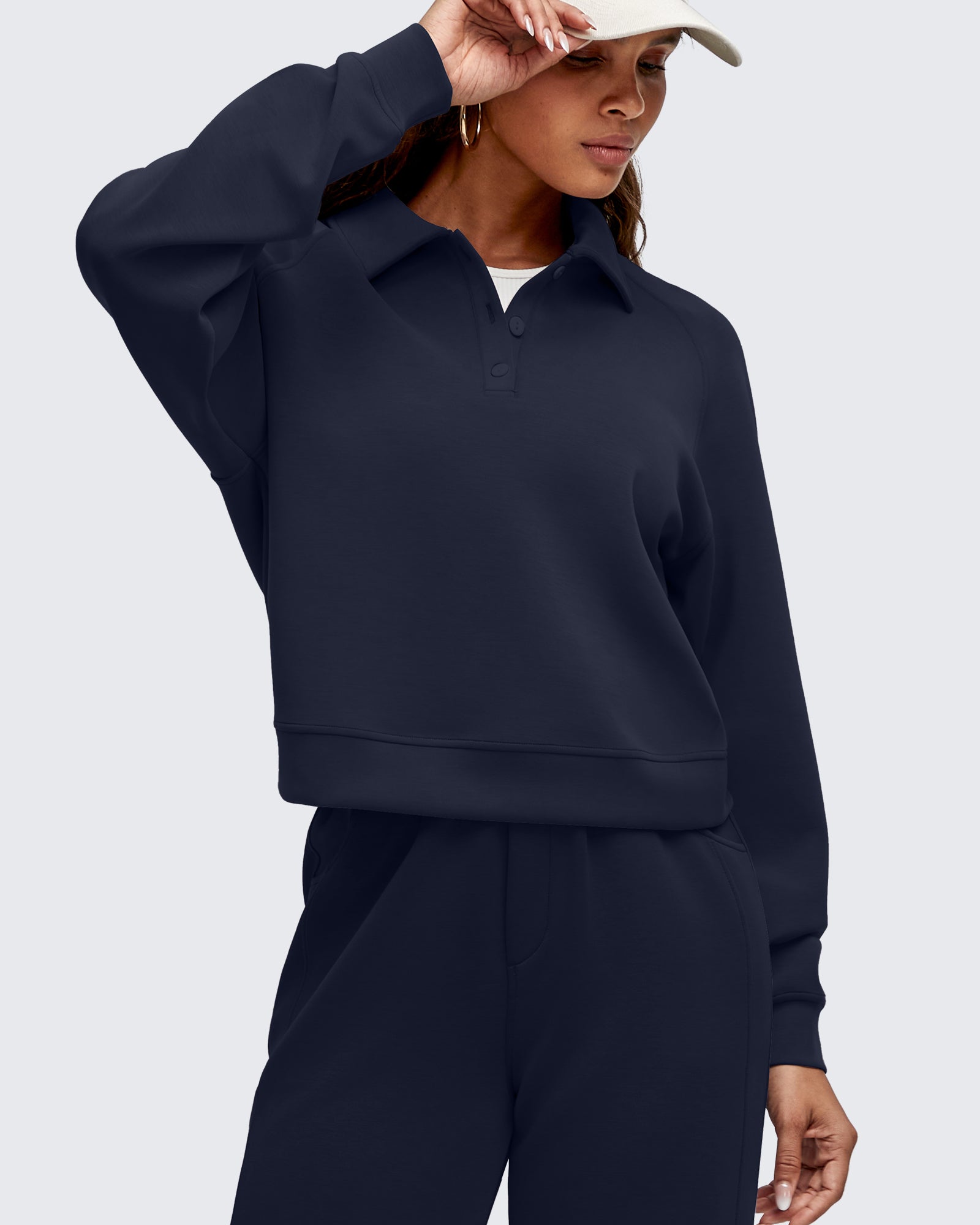 G4Free Activewear - Smoofit Polo Pullover Button Up Sweatshirts -GF25F540FF-XS-GF25F540FA-S-GF25F540FB-M-GF25F540FC-L-GF25F540FD-XL