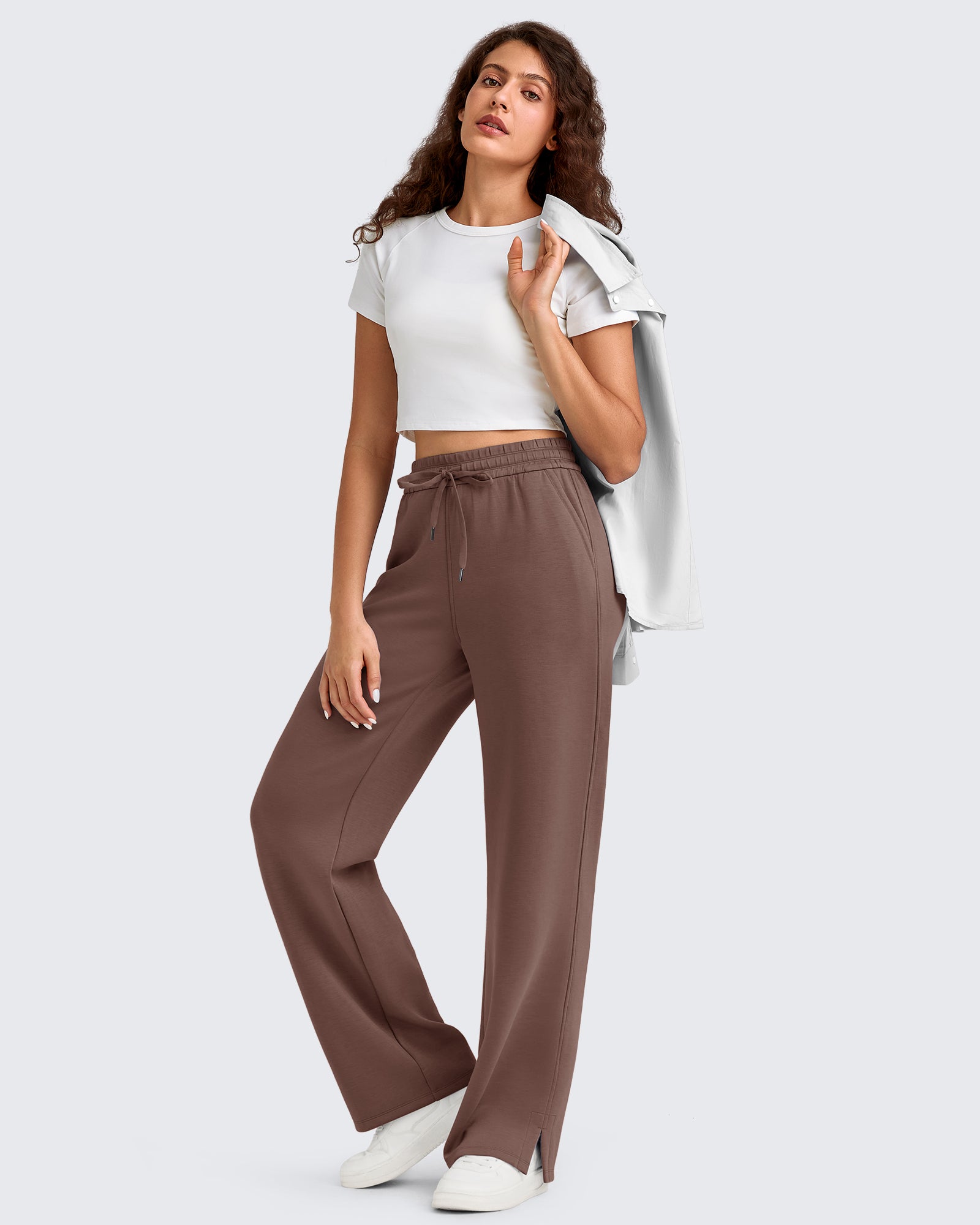 G4Free Activewear - Smoofit Side Slit Drawstring Loose Sweatpants -GF25J491AA-S-GF25J492AA-S-GF25J493AA-S-GF25J491AB-M-GF25J492AB-M