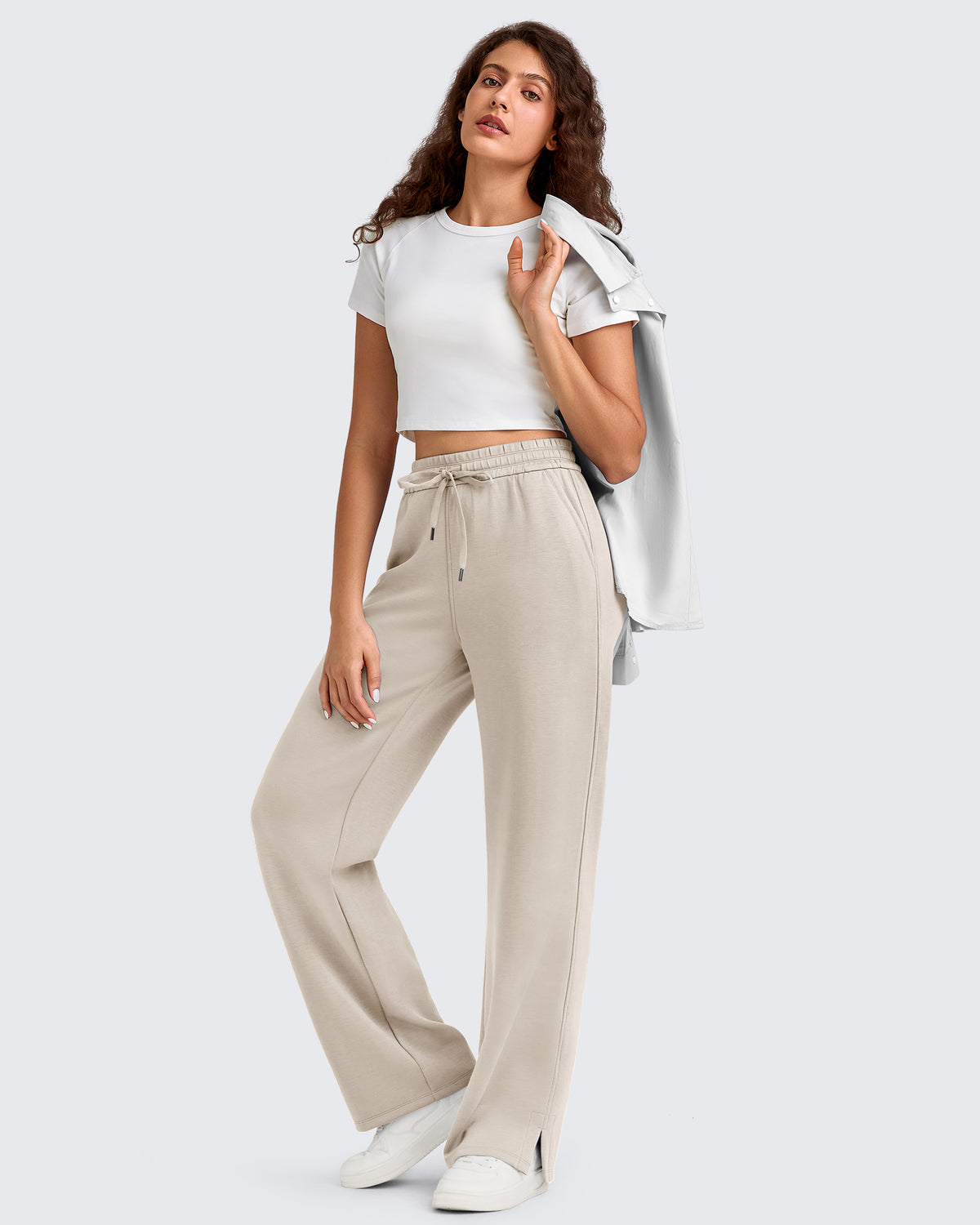 G4Free Activewear - Smoofit Side Slit Drawstring Loose Sweatpants -GF25J491AA-S-GF25J492AA-S-GF25J493AA-S-GF25J491AB-M-GF25J492AB-M