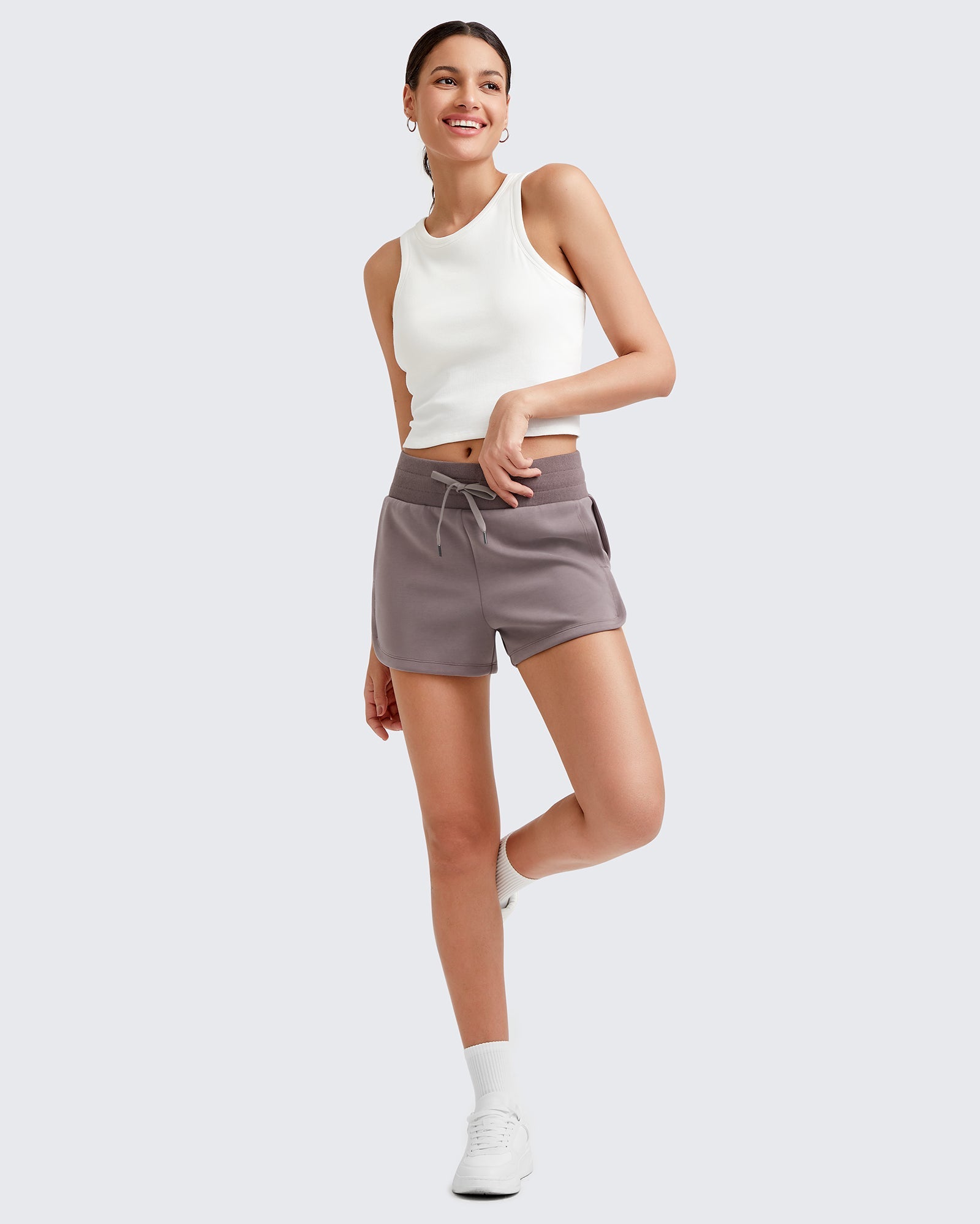 G4Free Activewear - Smoofit Side Slit Drawstring Sweat Shorts -GF25E341AA-S-GF25E341AB-M-GF25E341AC-L-GF25E341AD-XL-GF25E341AE-XXL