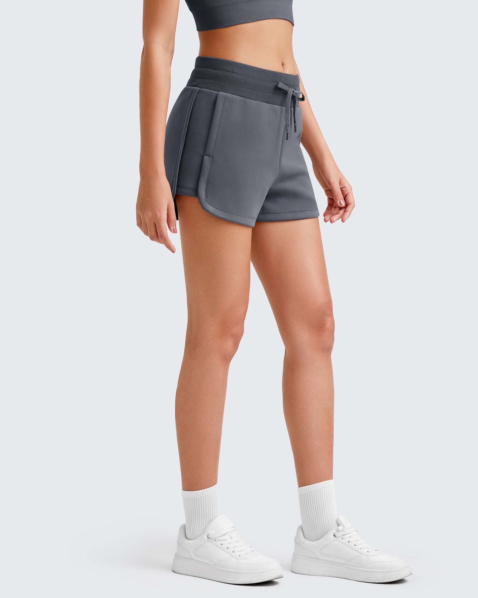 G4Free Activewear - Smoofit Side Slit Drawstring Sweat Shorts -GF25E341AA-S-GF25E341AB-M-GF25E341AC-L-GF25E341AD-XL-GF25E341AE-XXL