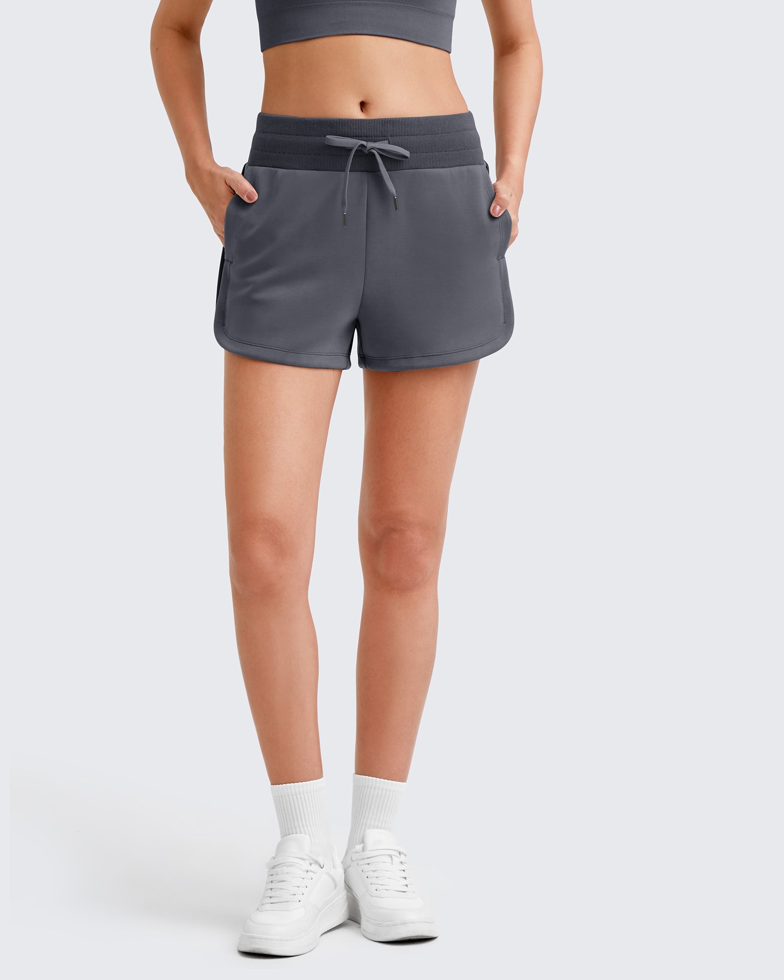 G4Free Activewear - Smoofit Side Slit Drawstring Sweat Shorts -GF25E341AA-S-GF25E341AB-M-GF25E341AC-L-GF25E341AD-XL-GF25E341AE-XXL