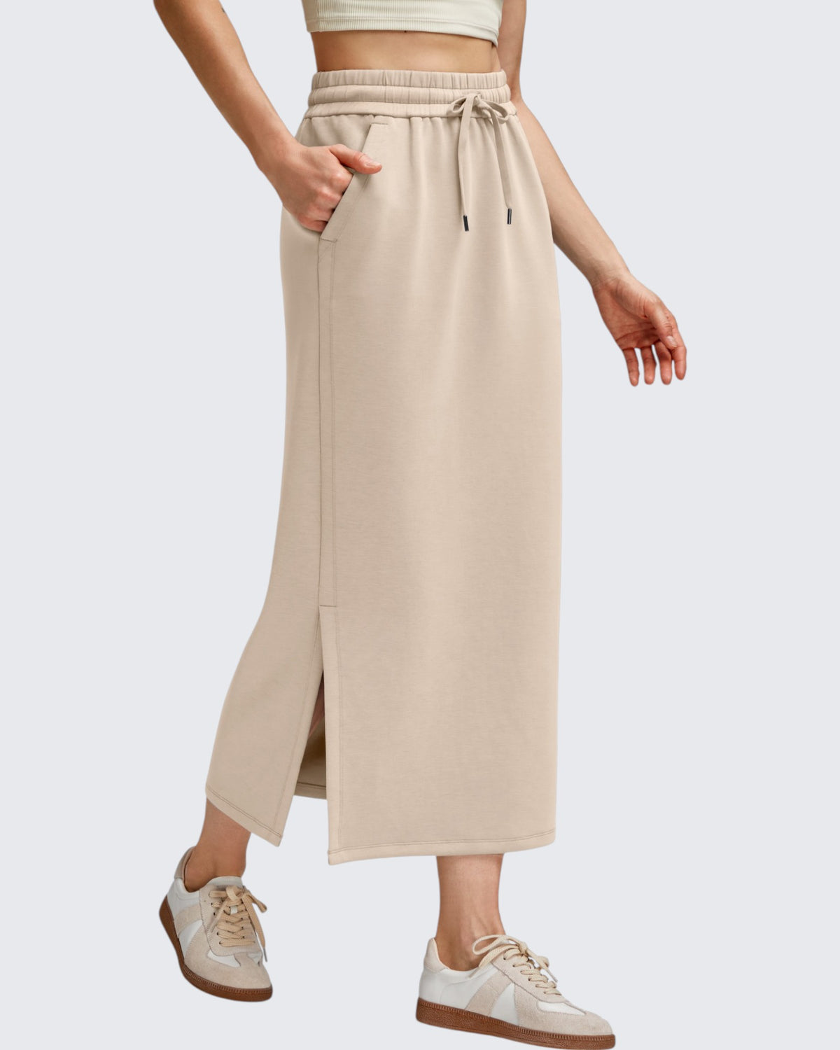 G4Free Activewear - Smoofit Side Slits Drawstring Long Skirts -GF25S465EA-S-GF25S465EB-M-GF25S465EC-L-GF25S465ED-XL-GF25S465EF-XS