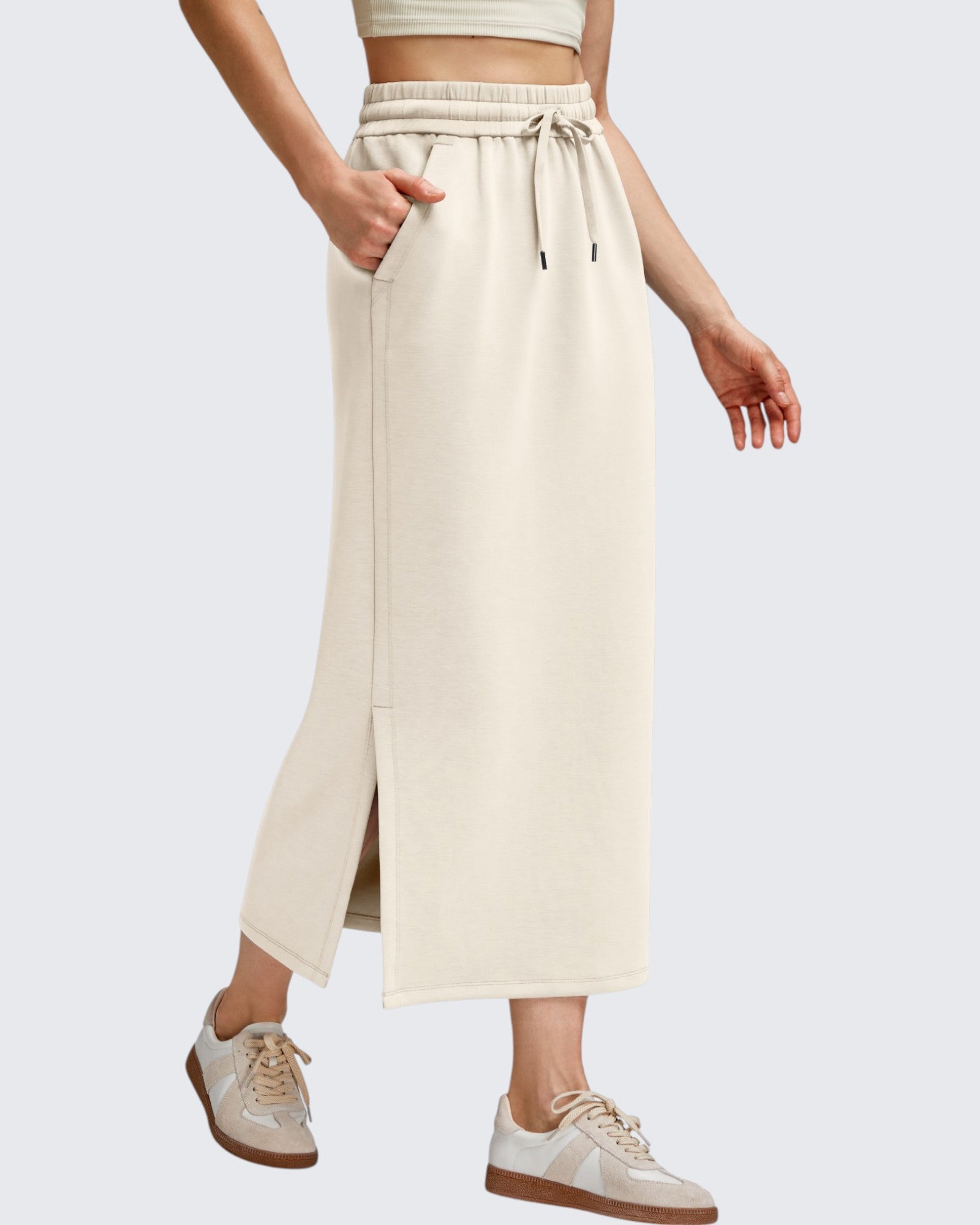 G4Free Activewear - Smoofit Side Slits Drawstring Long Skirts -GF25S465EA-S-GF25S465EB-M-GF25S465EC-L-GF25S465ED-XL-GF25S465EF-XS