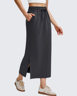G4Free Activewear - Smoofit Side Slits Drawstring Long Skirts -GF25S465EA-S-GF25S465EB-M-GF25S465EC-L-GF25S465ED-XL-GF25S465EF-XS