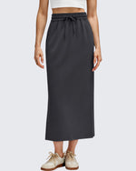 G4Free Activewear - Smoofit Side Slits Drawstring Long Skirts -GF25S465EA-S-GF25S465EB-M-GF25S465EC-L-GF25S465ED-XL-GF25S465EF-XS