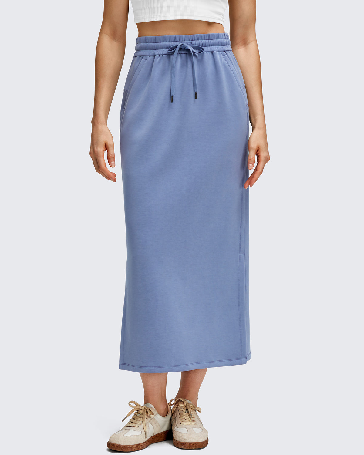 G4Free Activewear - Smoofit Side Slits Drawstring Long Skirts -GF25S465EA-S-GF25S465EB-M-GF25S465EC-L-GF25S465ED-XL-GF25S465EF-XS