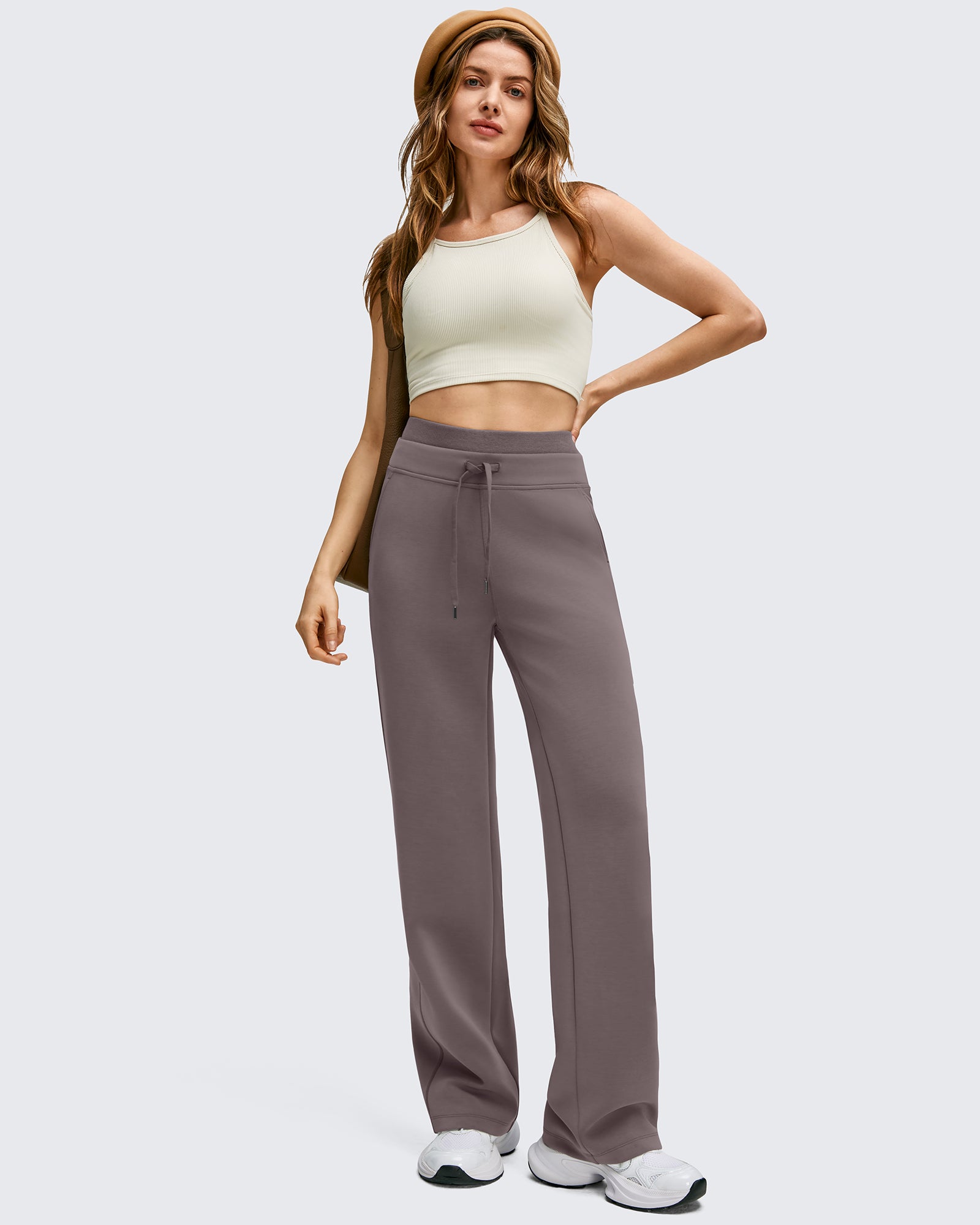 G4Free Activewear - Smoofit Wide Leg Drawstring Double Layer Waist Pants -GF25J590AA-S-GF25J591AA-S-GF25J592AA-S-GF25J590AB-M-GF25J591AB-M