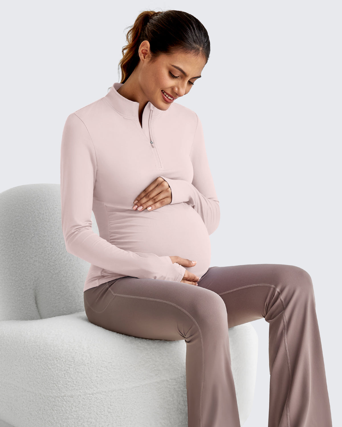 G4Free Activewear - UPF 50+ Half Zip Sun Maternity Shirts -GF25BY464BF-XS-GF25BY464BA-S-GF25BY464BB-M-GF25BY464BC-L-GF25BY464BD-XL