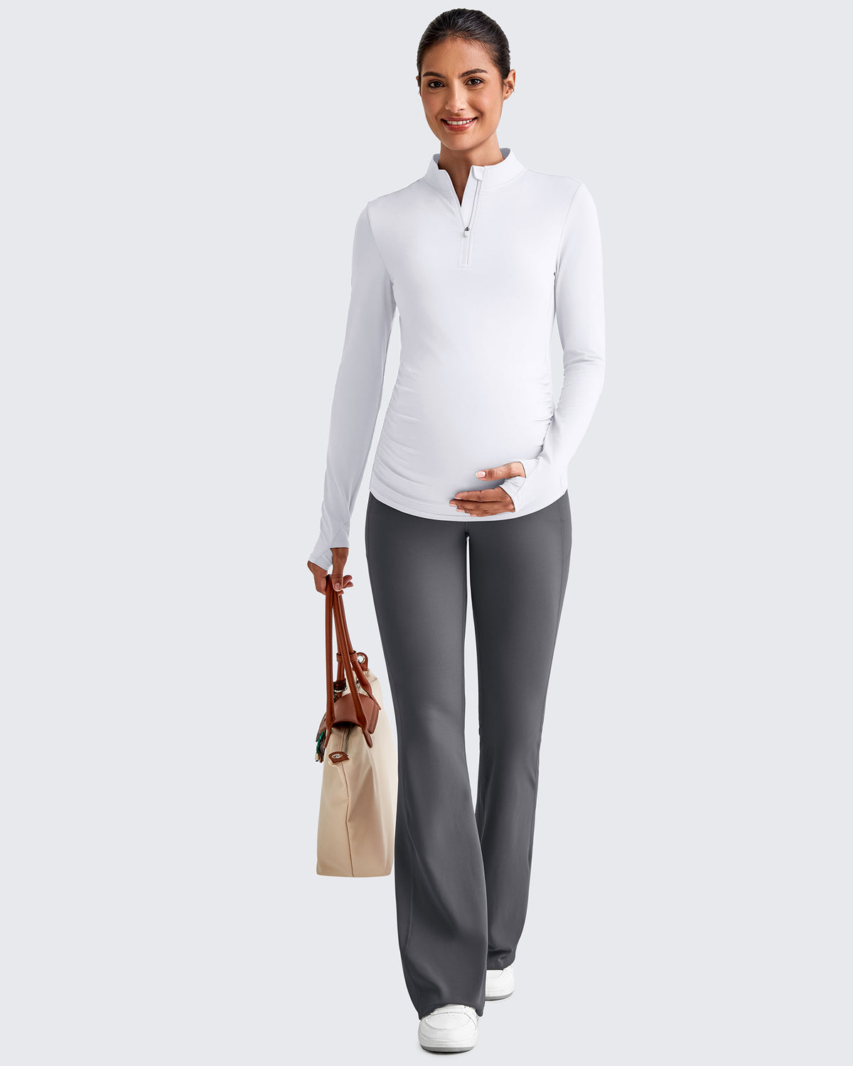 G4Free Activewear - UPF 50+ Half Zip Sun Maternity Shirts -GF25BY464BF-XS-GF25BY464BA-S-GF25BY464BB-M-GF25BY464BC-L-GF25BY464BD-XL