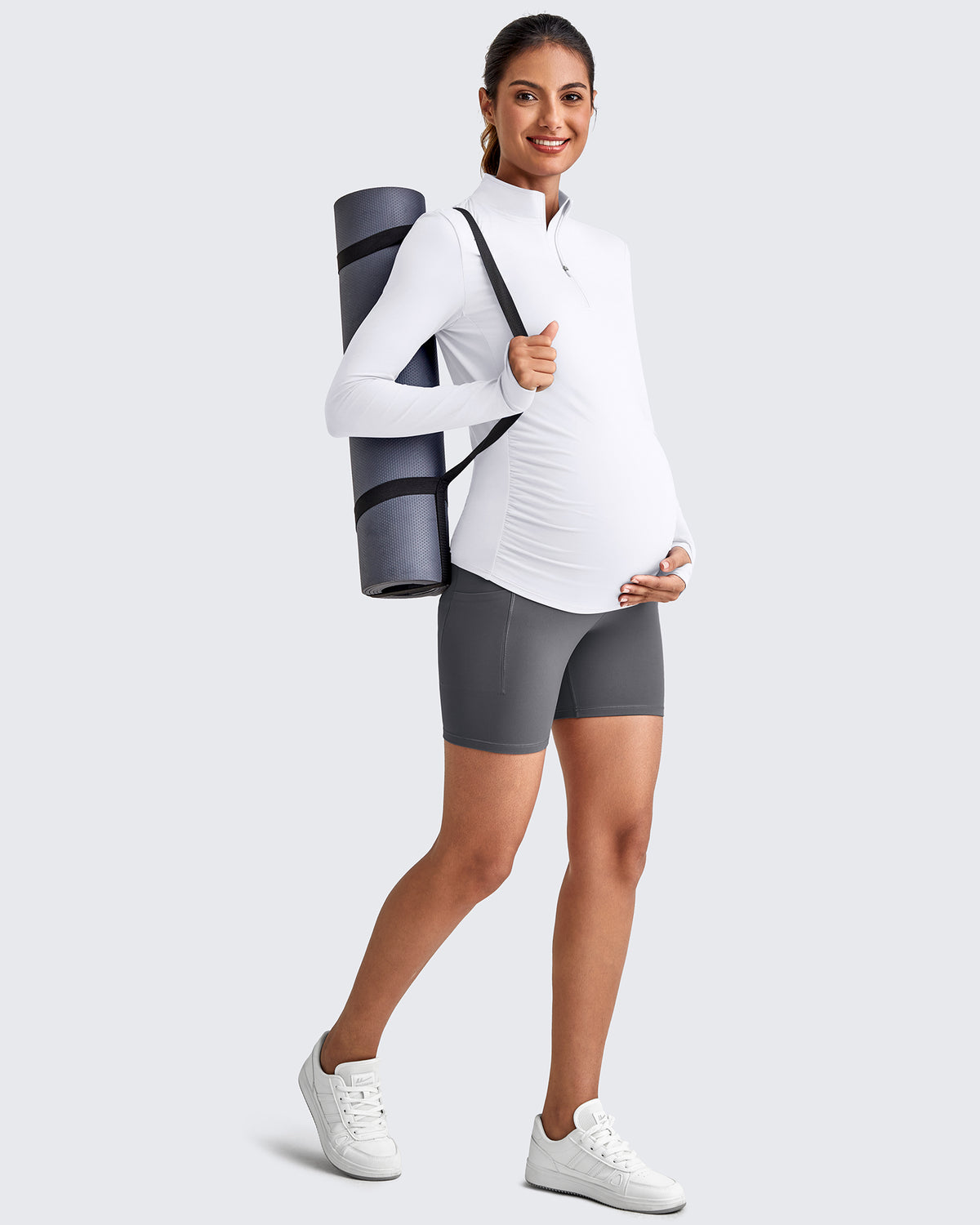 G4Free Activewear - UPF 50+ Half Zip Sun Maternity Shirts -GF25BY464BF-XS-GF25BY464BA-S-GF25BY464BB-M-GF25BY464BC-L-GF25BY464BD-XL