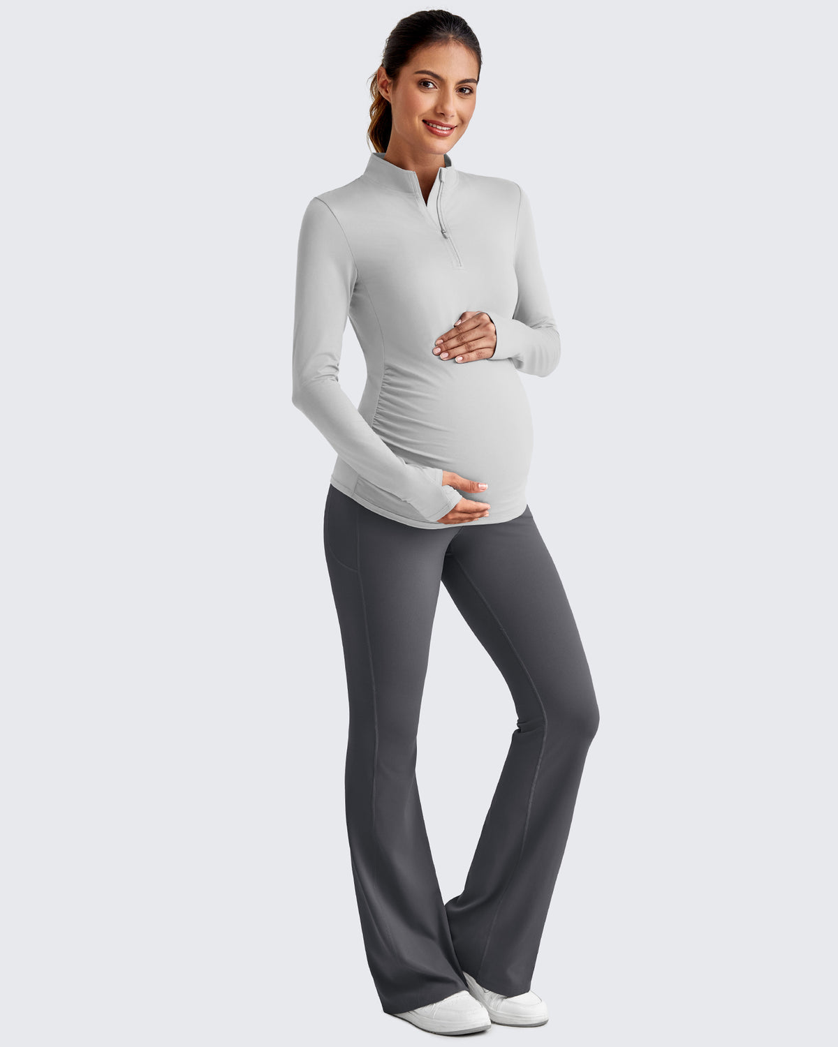 G4Free Activewear - UPF 50+ Half Zip Sun Maternity Shirts -GF25BY464BF-XS-GF25BY464BA-S-GF25BY464BB-M-GF25BY464BC-L-GF25BY464BD-XL
