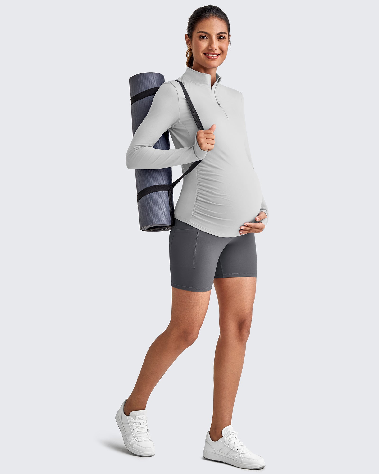 G4Free Activewear - UPF 50+ Half Zip Sun Maternity Shirts -GF25BY464BF-XS-GF25BY464BA-S-GF25BY464BB-M-GF25BY464BC-L-GF25BY464BD-XL