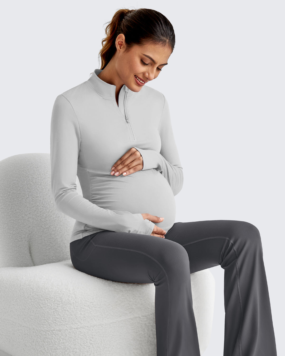 G4Free Activewear - UPF 50+ Half Zip Sun Maternity Shirts -GF25BY464BF-XS-GF25BY464BA-S-GF25BY464BB-M-GF25BY464BC-L-GF25BY464BD-XL