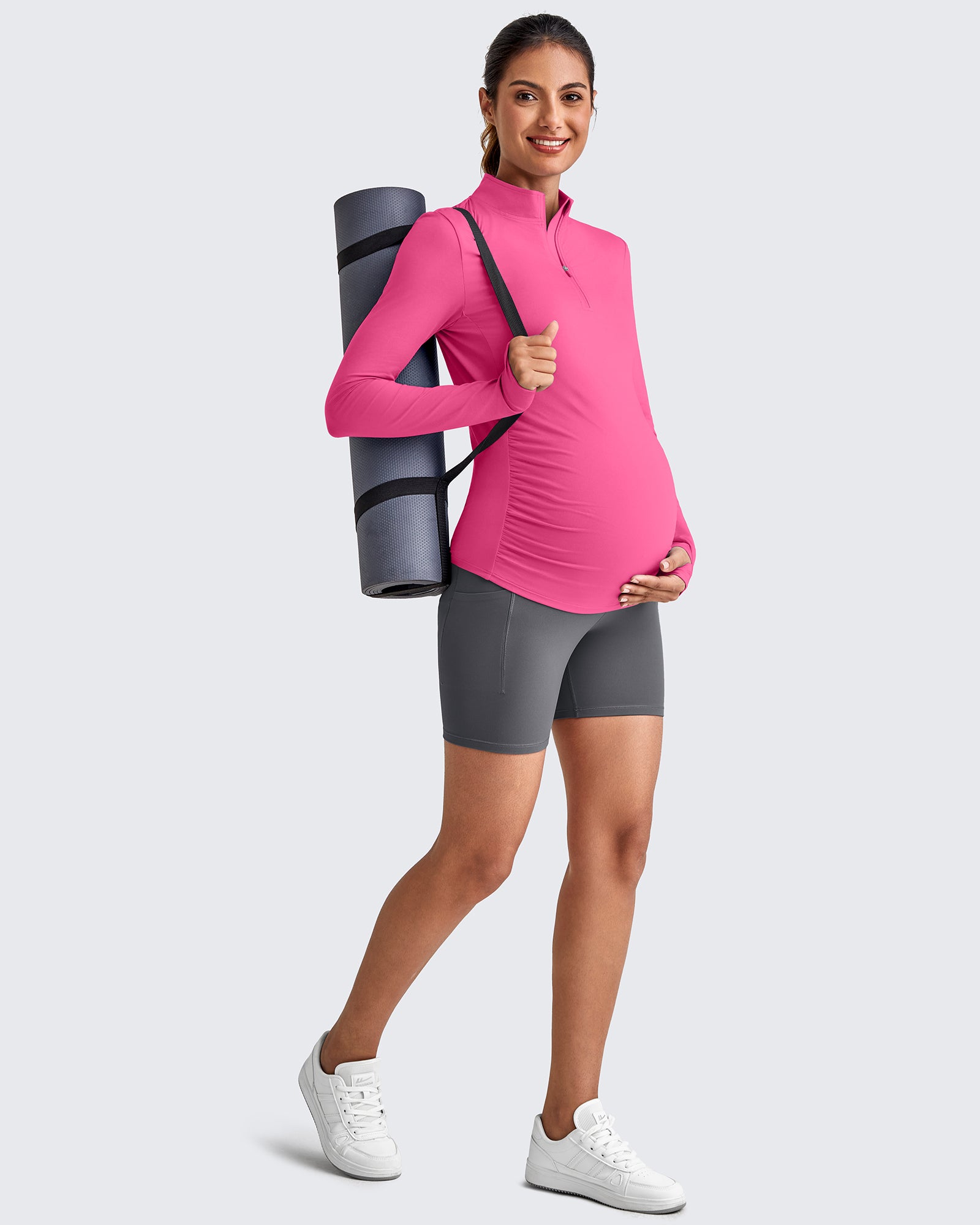G4Free Activewear - UPF 50+ Half Zip Sun Maternity Shirts -GF25BY464BF-XS-GF25BY464BA-S-GF25BY464BB-M-GF25BY464BC-L-GF25BY464BD-XL