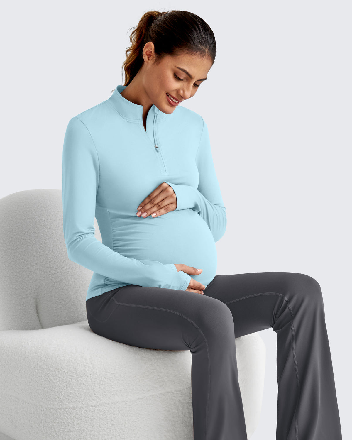 G4Free Activewear - UPF 50+ Half Zip Sun Maternity Shirts -GF25BY464BF-XS-GF25BY464BA-S-GF25BY464BB-M-GF25BY464BC-L-GF25BY464BD-XL