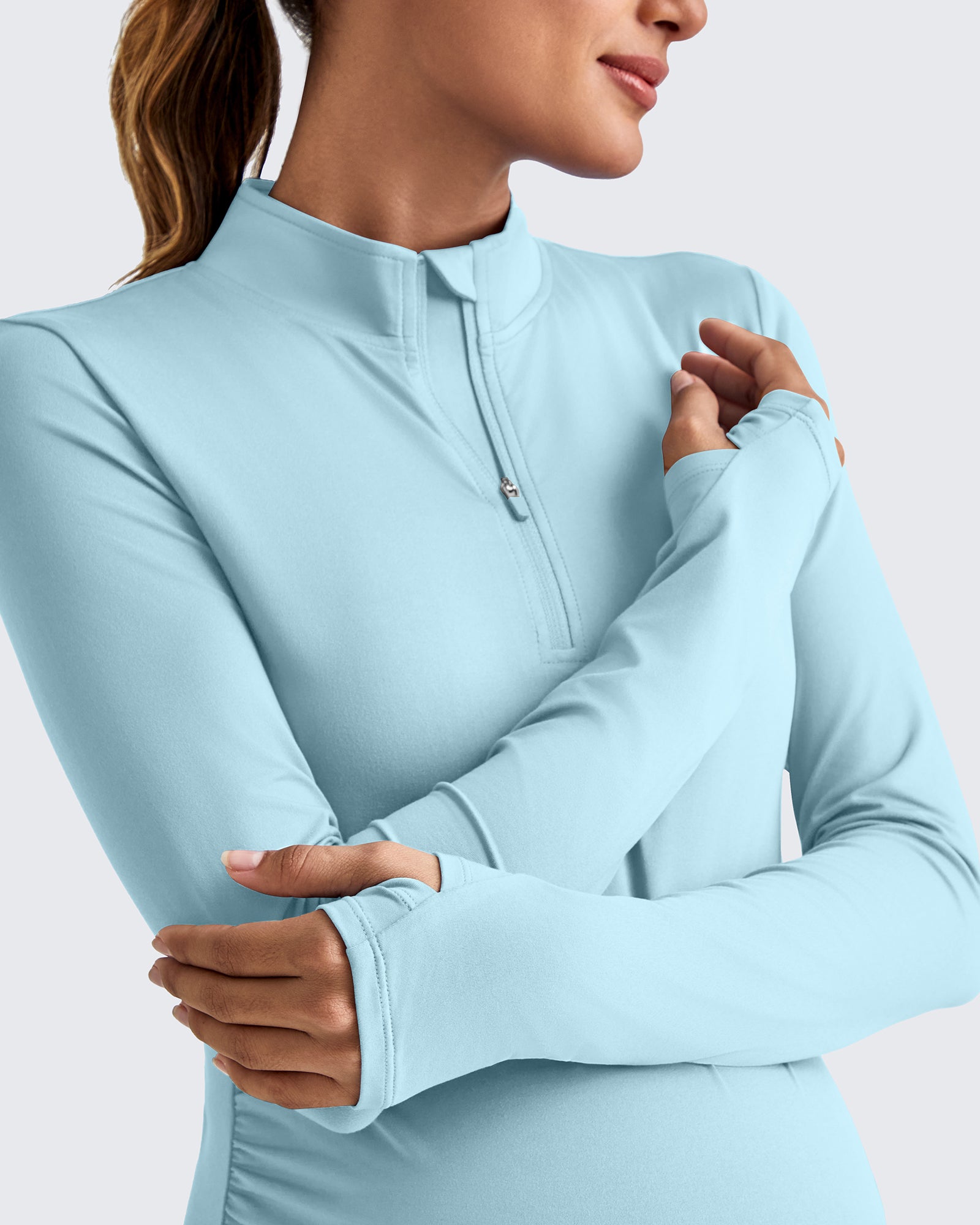 G4Free Activewear - UPF 50+ Half Zip Sun Maternity Shirts -GF25BY464BF-XS-GF25BY464BA-S-GF25BY464BB-M-GF25BY464BC-L-GF25BY464BD-XL